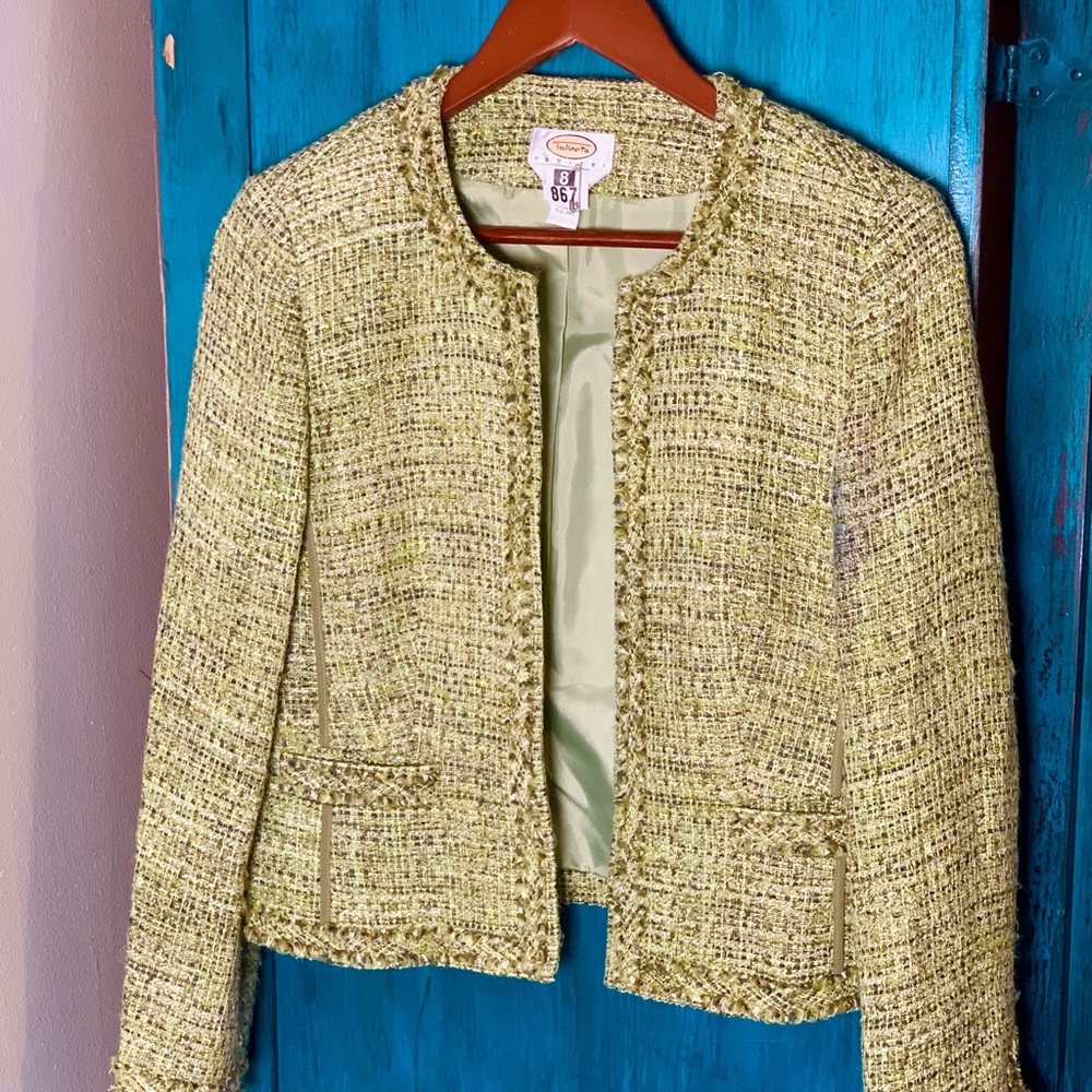 Gorgeous Green Tweed Talbots Petites Jacket Blazer